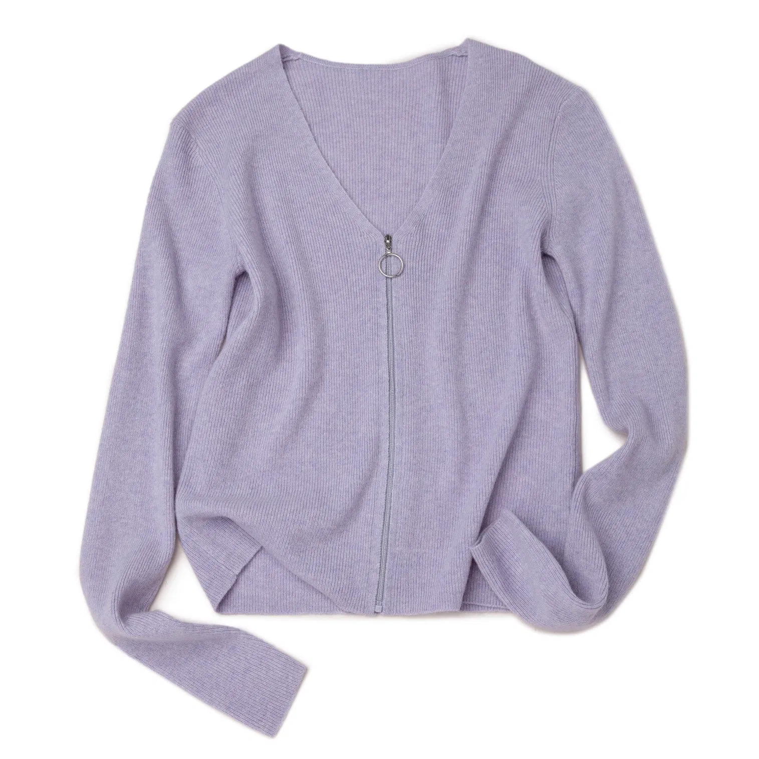 Cárdigan de punto de Cachemira 100% Puro con Cremallera Completa, Cárdigan de Punto Elegante para Mujer, Cárdigan de Cachemira