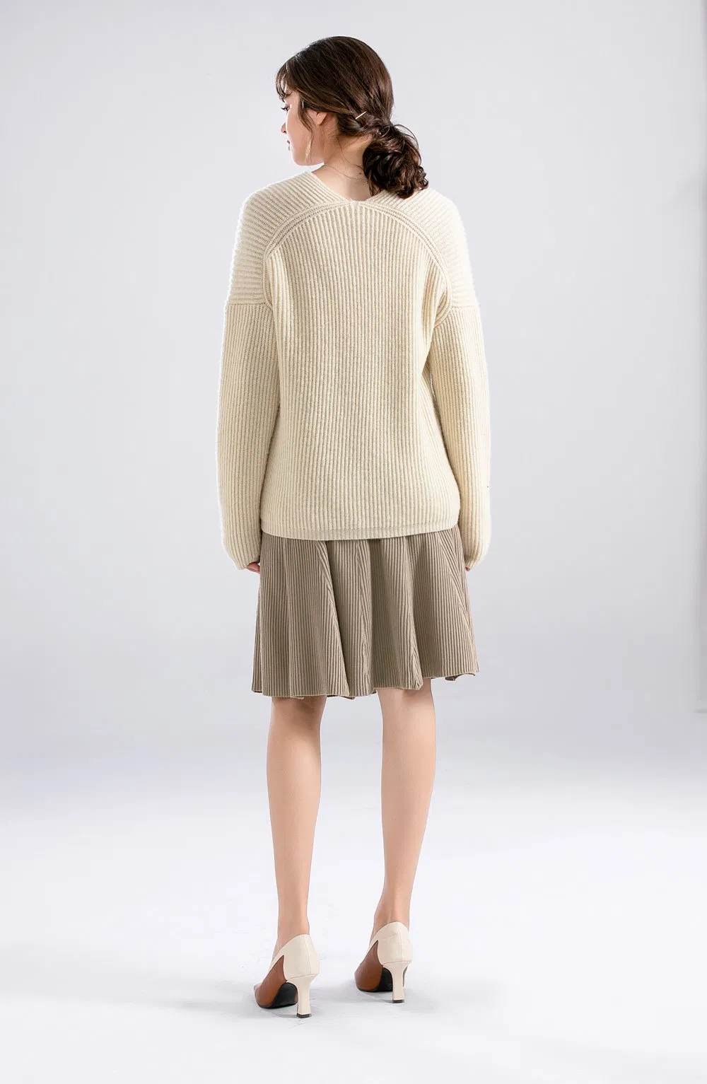 Jersey Suelto de Ocio de Lana con Cuello en V de gran Oferta 2025 para Mujer