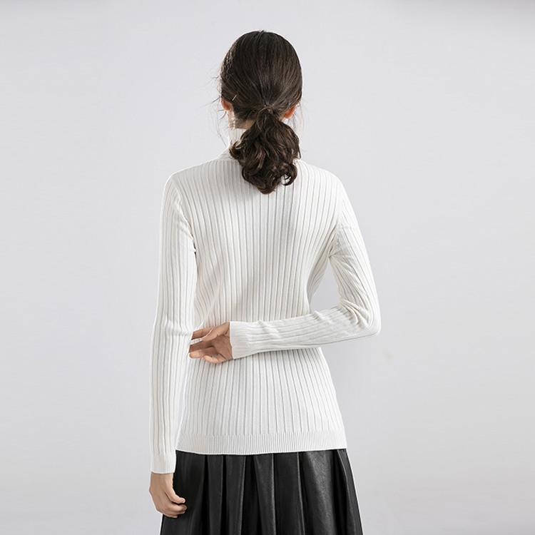 Suéter blanco del cuello de tortuga del Algodón de la Nueva Moda de la Venta Caliente del Ajuste 2025 para las mujeres
