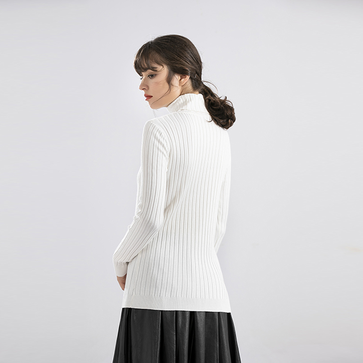 Suéter blanco del cuello de tortuga del Algodón de la Nueva Moda de la Venta Caliente del Ajuste 2025 para las mujeres