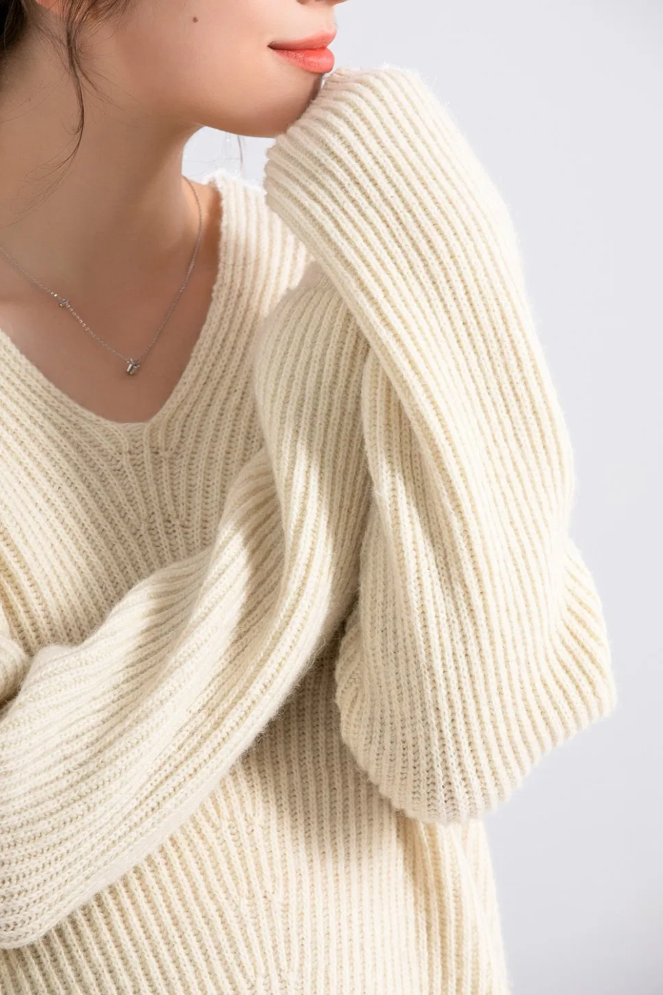 Jersey Suelto de Ocio de Lana con Cuello en V de gran Oferta 2025 para Mujer