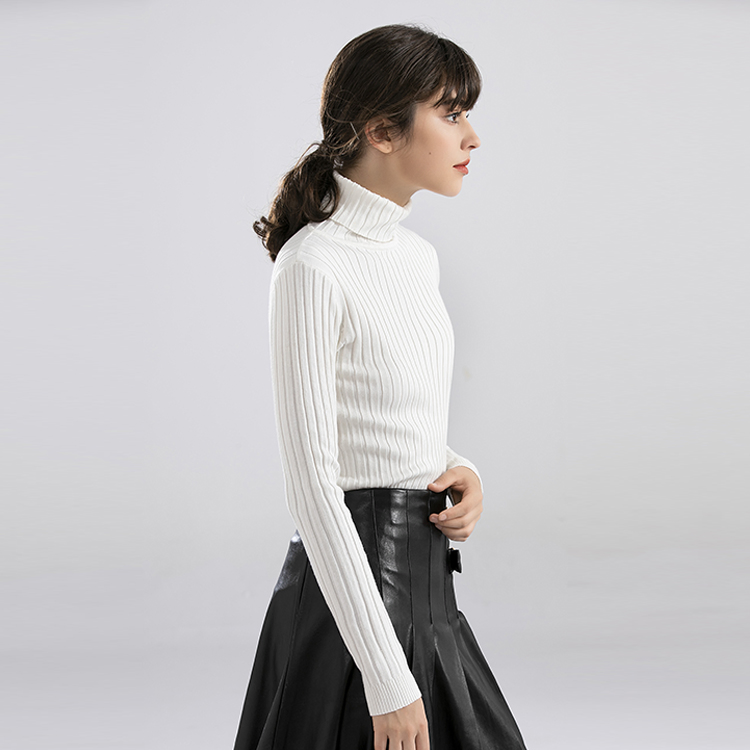 Suéter blanco del cuello de tortuga del Algodón de la Nueva Moda de la Venta Caliente del Ajuste 2025 para las mujeres