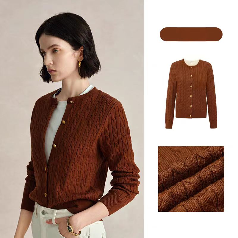 Cárdigan Elegante de Capa para Mujer, Cárdigan de Cuello Redondo de Nuevo Estilo Tejido con Cable para Invierno