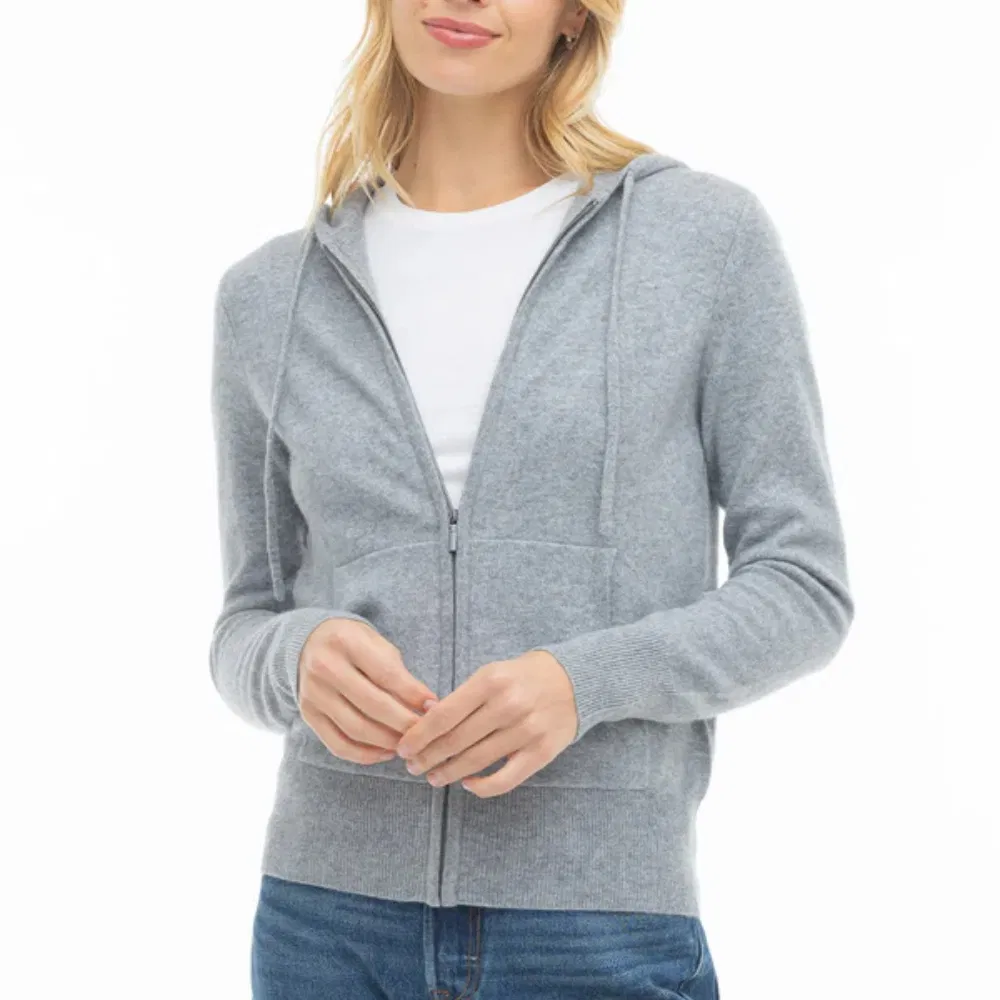 Sudadera con capucha y cremallera Gris para Mujer′s, perfecta para Salidas Informales