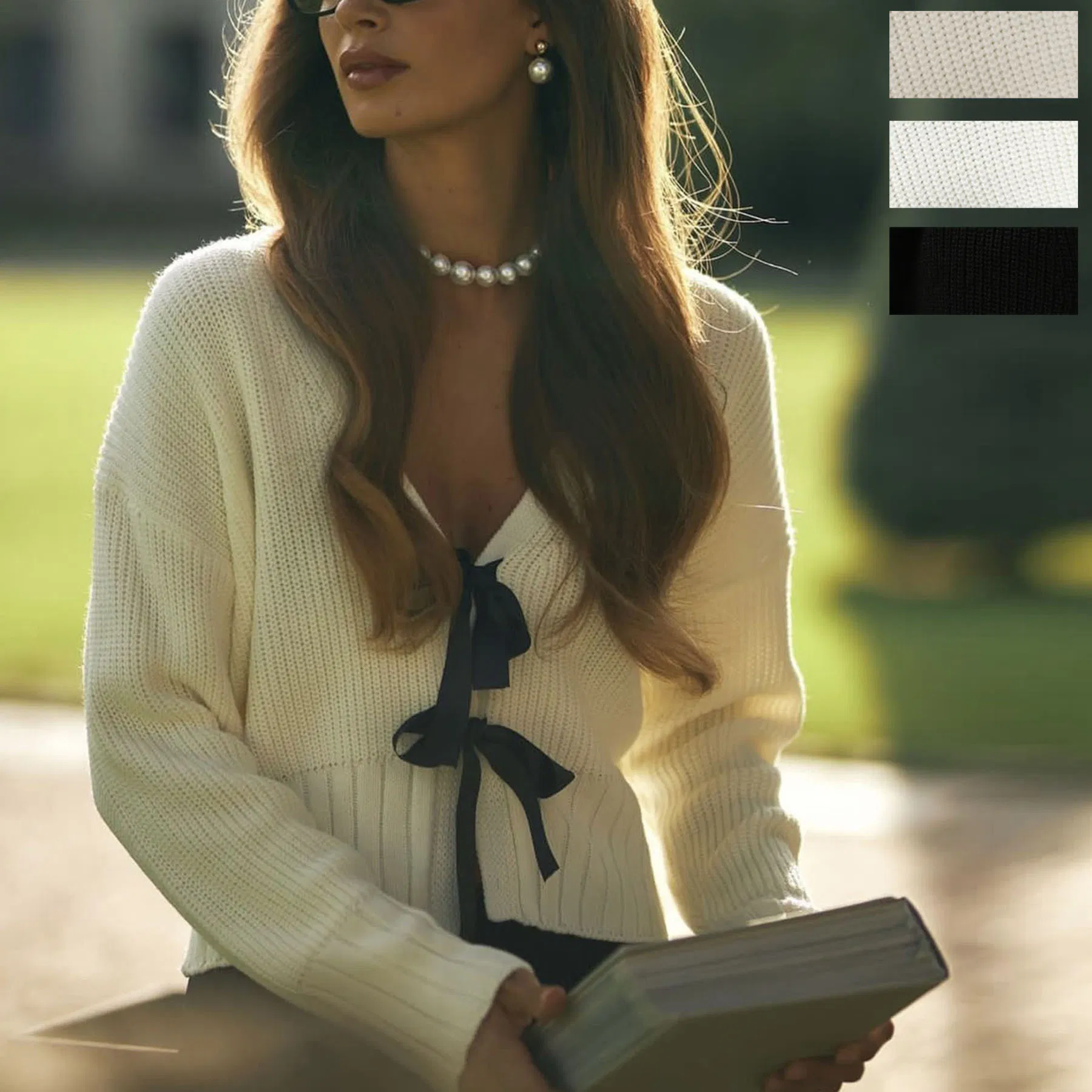 Cárdigan de Punto de Estilo Francés Para Mujer, Suéter Elegante con Lazo, Abrigo, Blusa de Primavera y Otoño, Prendas de punto