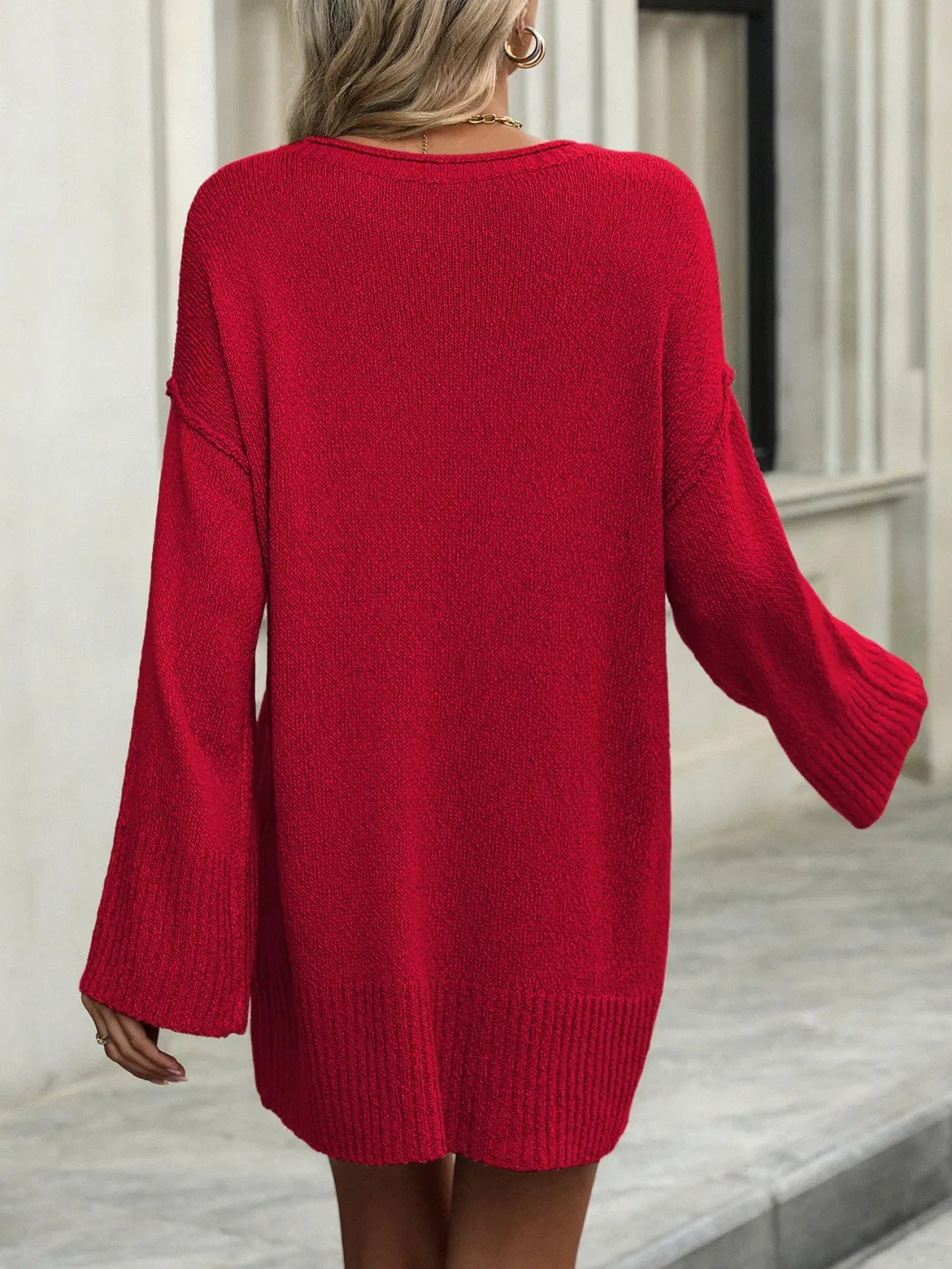 Suéter de Punto Largo para Mujer Vestido de Suéter de Punto para Mujer