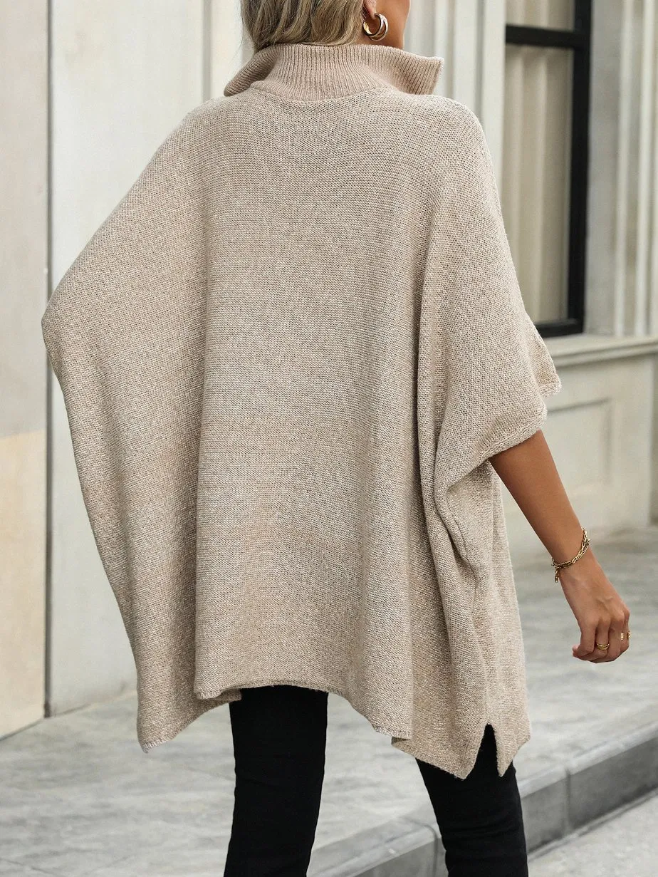Abrigo de suéter de Moda para Mujer con Cremallera en la parte Delantera Vestido de suéter de punto para mujer