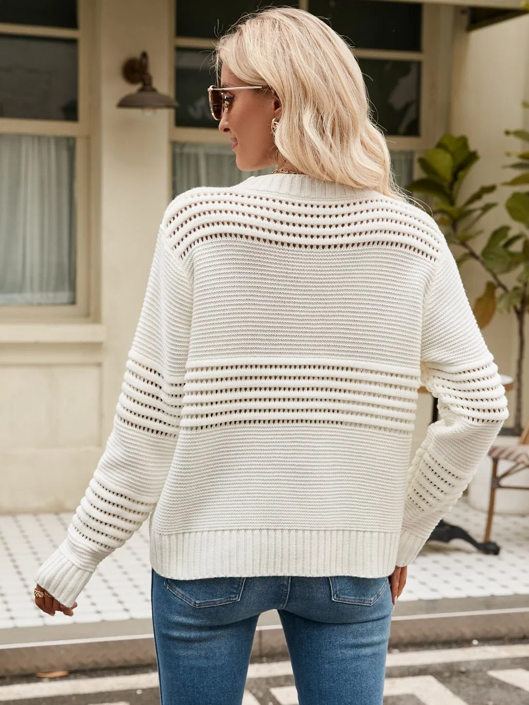 Suéter de punto de Cuello redondo para Mujer Suéter de punto de Moda para Mujer