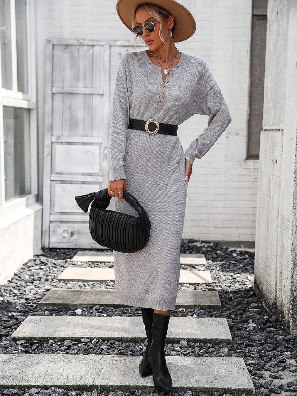 Suéter de Abrigo Largo para Mujer Vestido de Suéter Largo para Mujer
