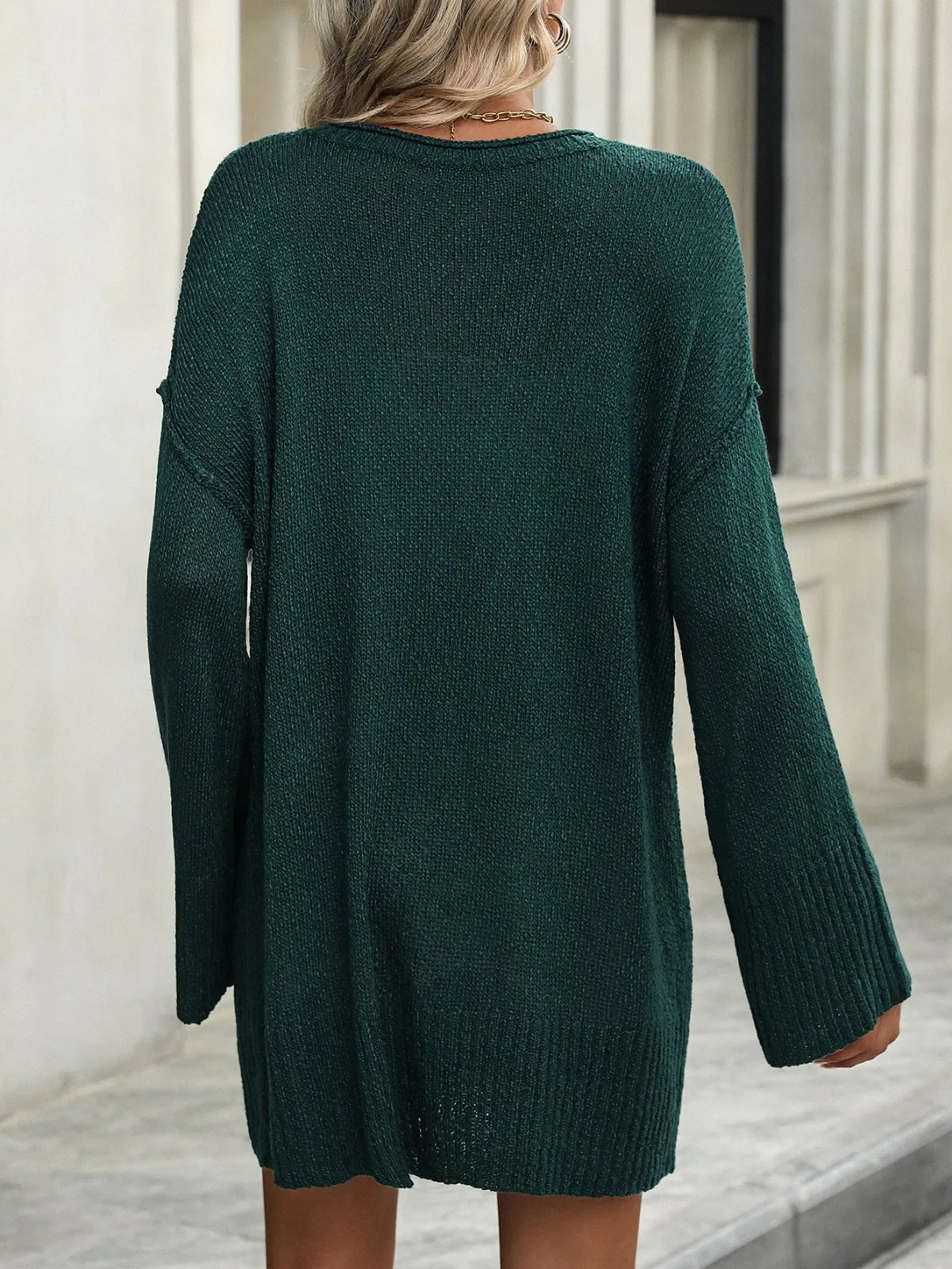 Suéter de Punto Largo para Mujer Vestido de Suéter de Punto para Mujer