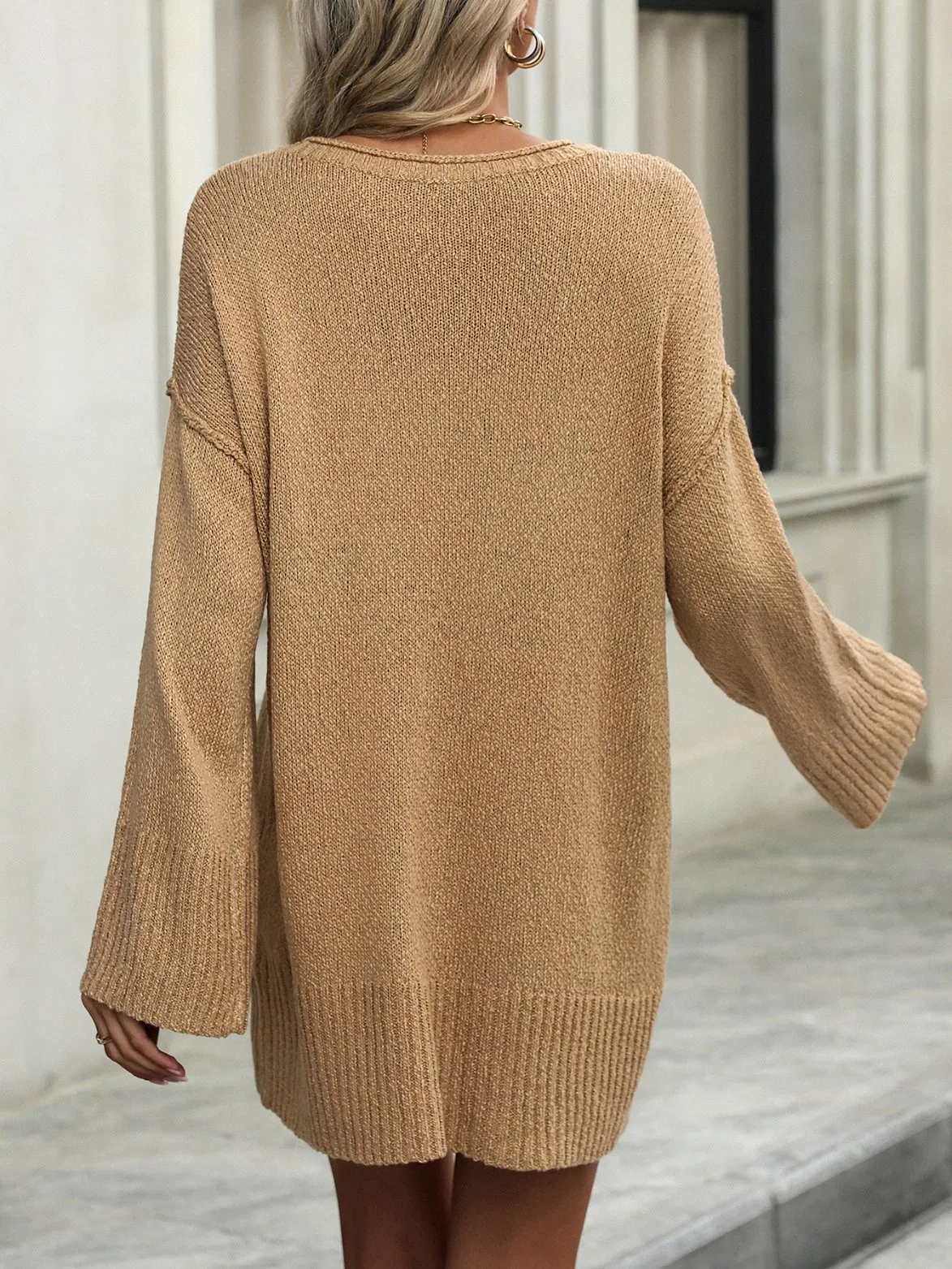 Suéter de Punto Largo para Mujer Vestido de Suéter de Punto para Mujer