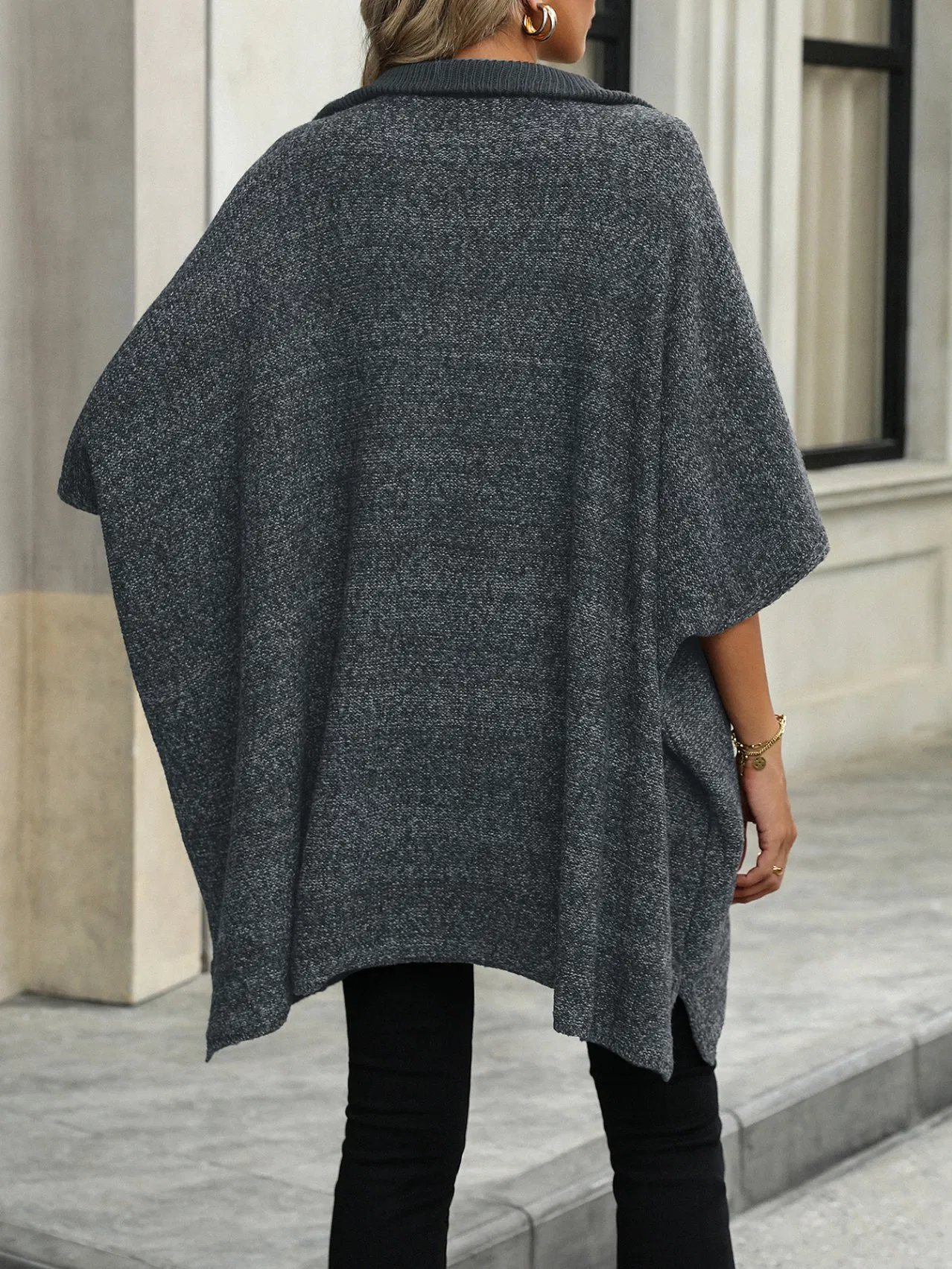 Abrigo de suéter de Moda para Mujer con Cremallera en la parte Delantera Vestido de suéter de punto para mujer