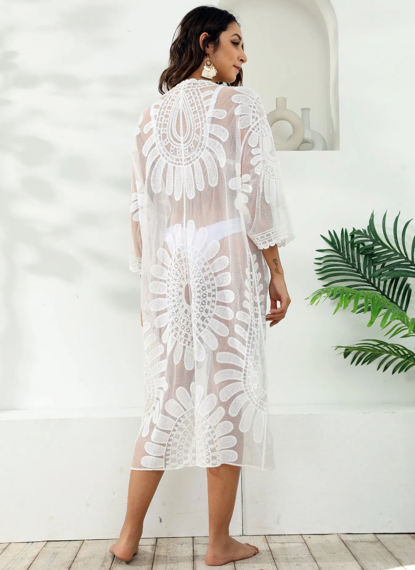 Vestido Camisero de Playa de Encaje Bordado para Mujer de Verano de gran venta para Mujer