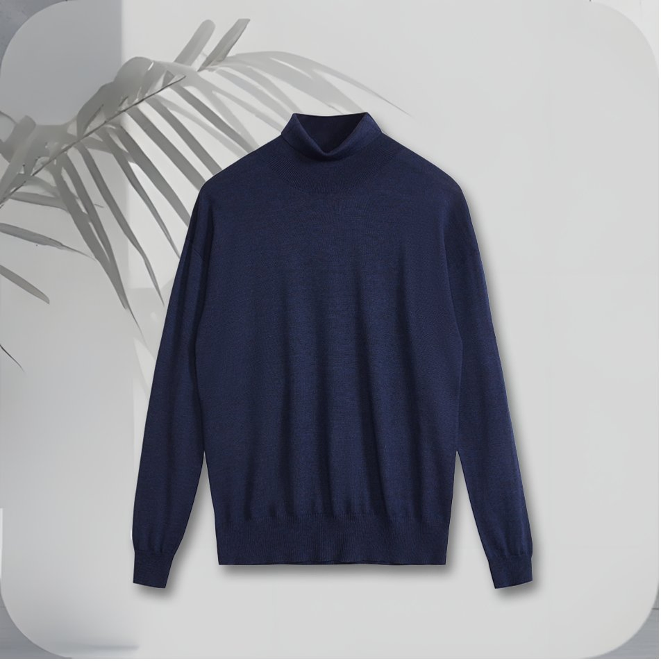 2025 Hombres&amp;prime;s 100% Cachemir Colores Sólidos Prendas de punto de cuello alto Logotipo Personalizado Suéteres Cálidos de negocios de cuello alto para el invierno