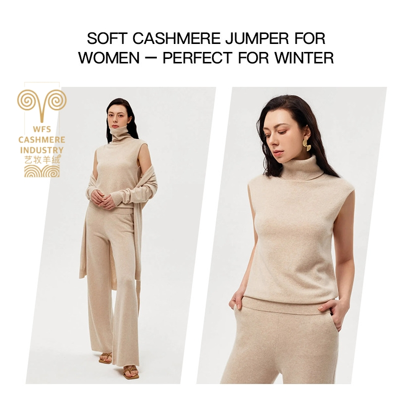 Conjuntos de Cachemira de Calle de Invierno para Mujer, Cuello Alto, Mangas Completas, Pantalones de Cintura Alta, Conjunto de Dos Piezas, Mujeres Sueltas, Conjuntos de Mujer′s