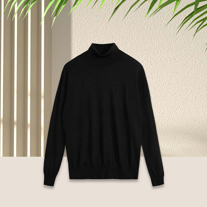 Suéter de Invierno 100% de Cachemira para Hombre, Suéter de punto con cuello Bajo y Cuello Acolchado, Otoño/Invierno, Venta al por mayor