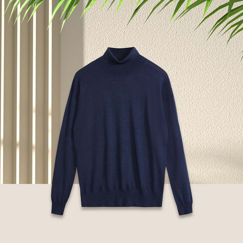 Suéter de Invierno 100% de Cachemira para Hombre, Suéter de punto con cuello Bajo y Cuello Acolchado, Otoño/Invierno, Venta al por mayor