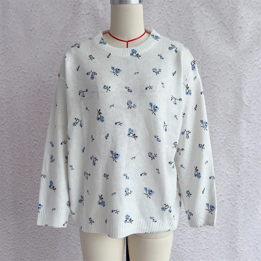 Suéter de Punto con Cuello redondo para Mujer de Suéter de Nueva Moda