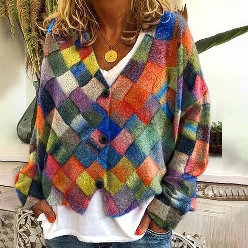 Cárdigan Estampado para Mujer con Suéter de Punto Suave al Tacto para Mujer