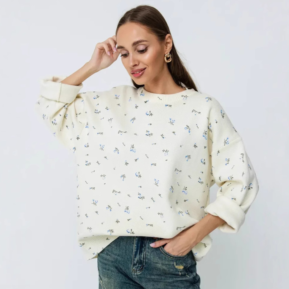 Suéter de Punto con Cuello redondo para Mujer de Suéter de Nueva Moda