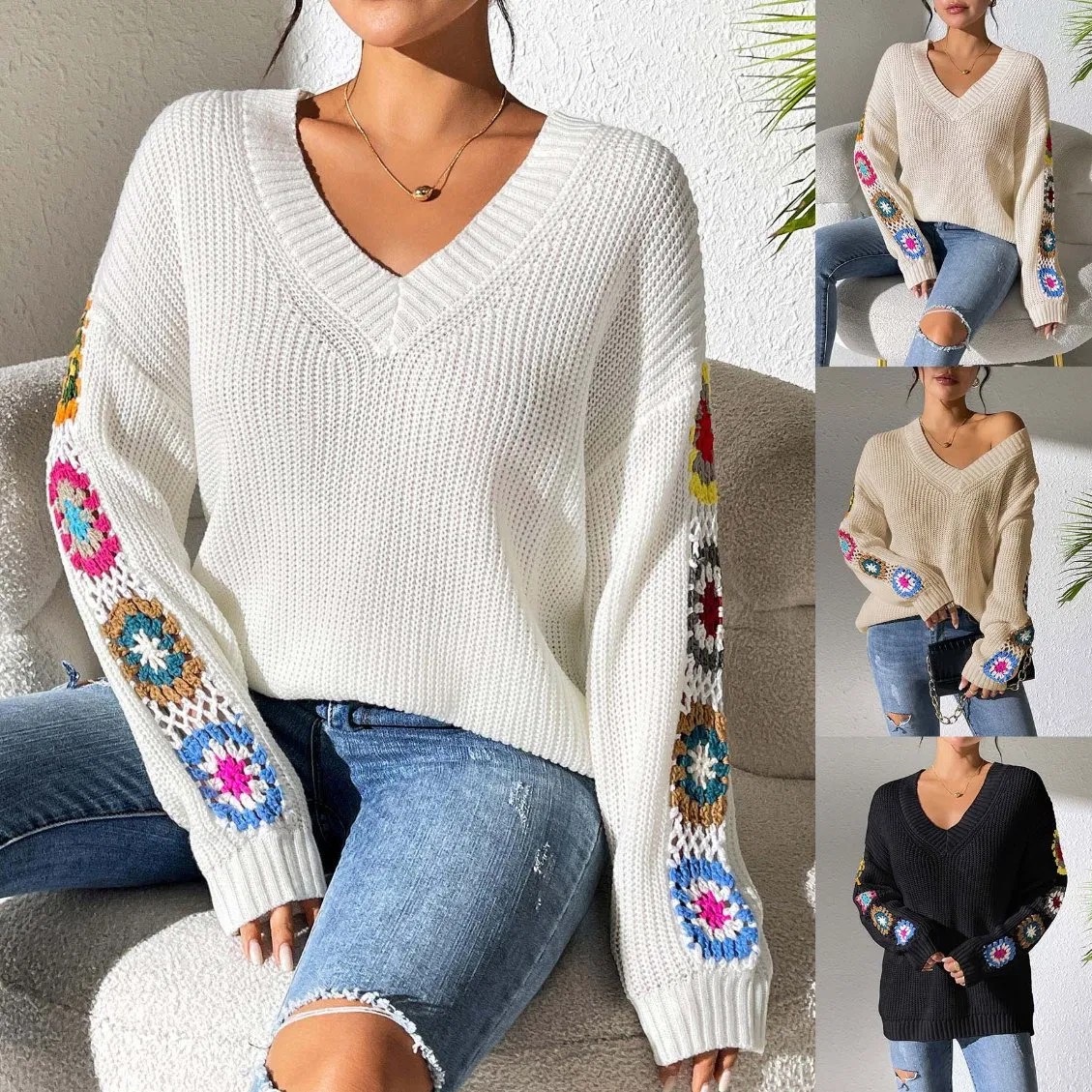 Suéter Elegante de Color Sólido para Mujer de Invierno, Ropa Informal Larga de punto Suave Y Cómoda
