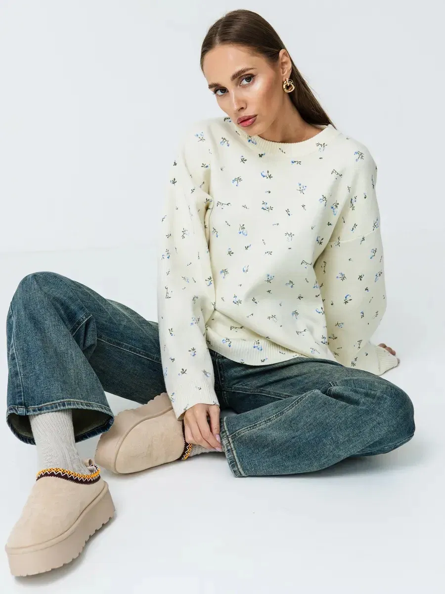 Suéter de Punto con Cuello redondo para Mujer de Suéter de Nueva Moda