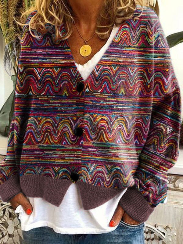 Cárdigan Estampado para Mujer con Suéter de Punto Suave al Tacto para Mujer