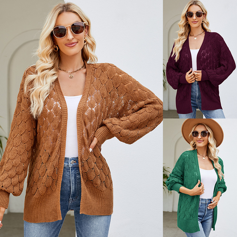 Cárdigan Bordado de Punto de Gran Tamaño Para Mujer, Cárdigan Holgado de Jacquard de Punto a la Moda, Cárdigan para Mujer, Suéter