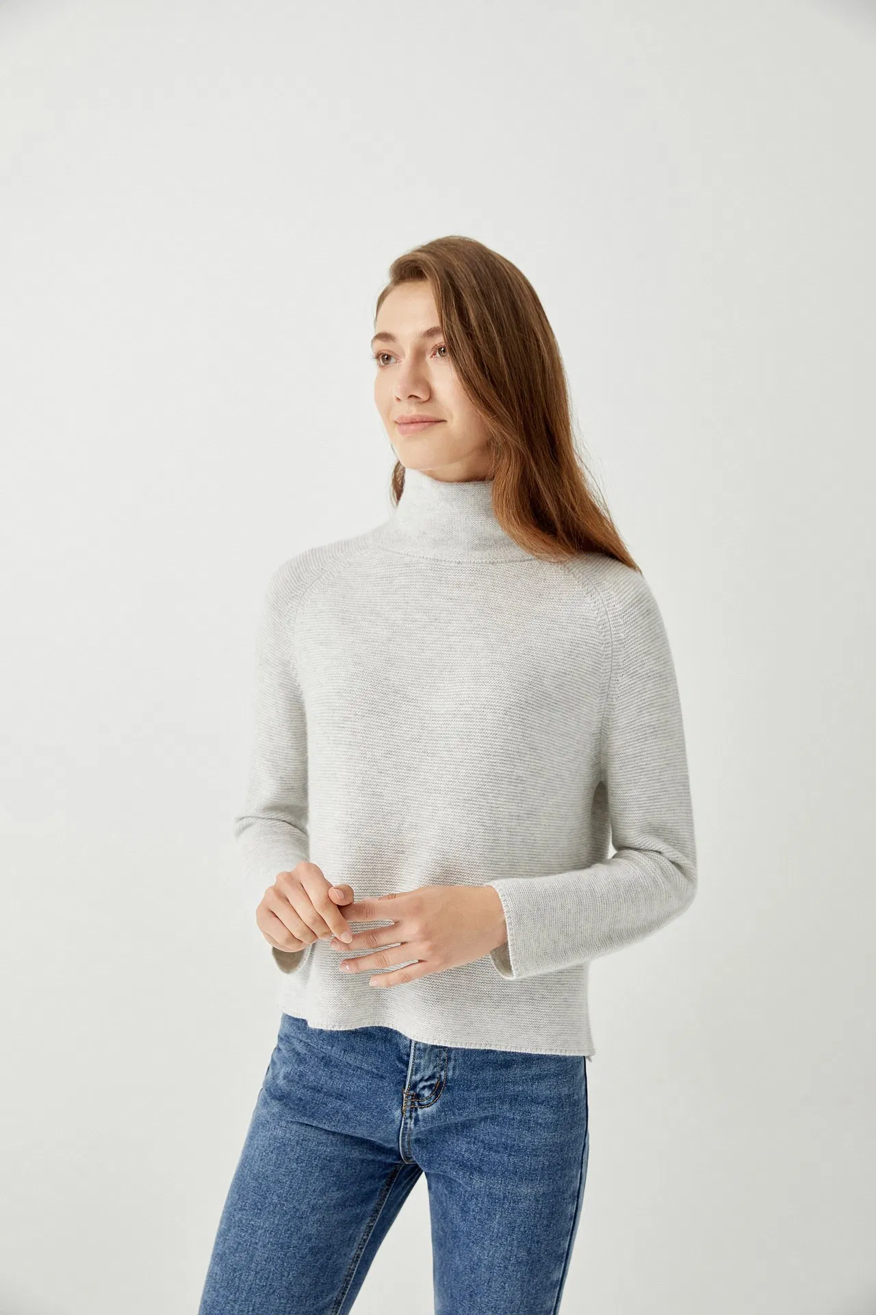 Suéter de jersey de Mujer Corto de Invierno de Cuello Alto de Manga Larga de Cachemira Personalizado OEM