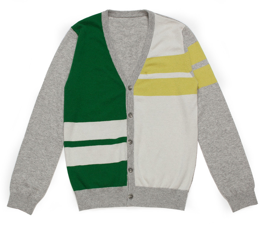 Cárdigan de cachemira 100% de Punto con Cuello en V y Bloque de Color para Hombre