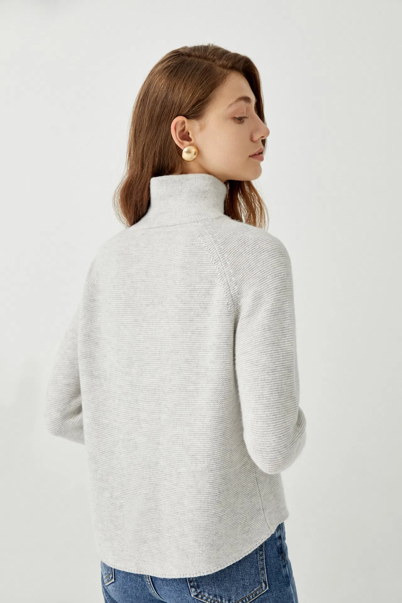 Suéter de jersey de Mujer Corto de Invierno de Cuello Alto de Manga Larga de Cachemira Personalizado OEM