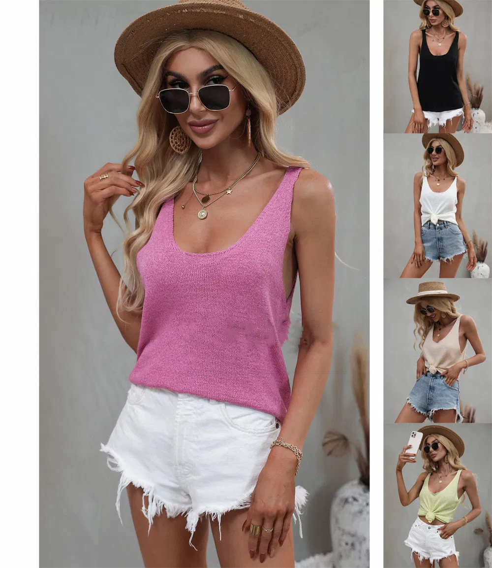 Chaleco de Suéter de Mujer de Punto Sexy Suelto Puro Personalizado