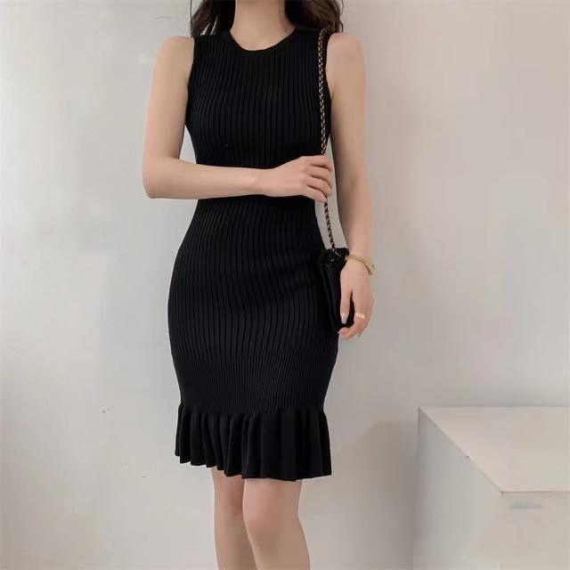 Vestido de Punto Elegante sin Mangas con Chaleco para Mujer en Corte Ajustado