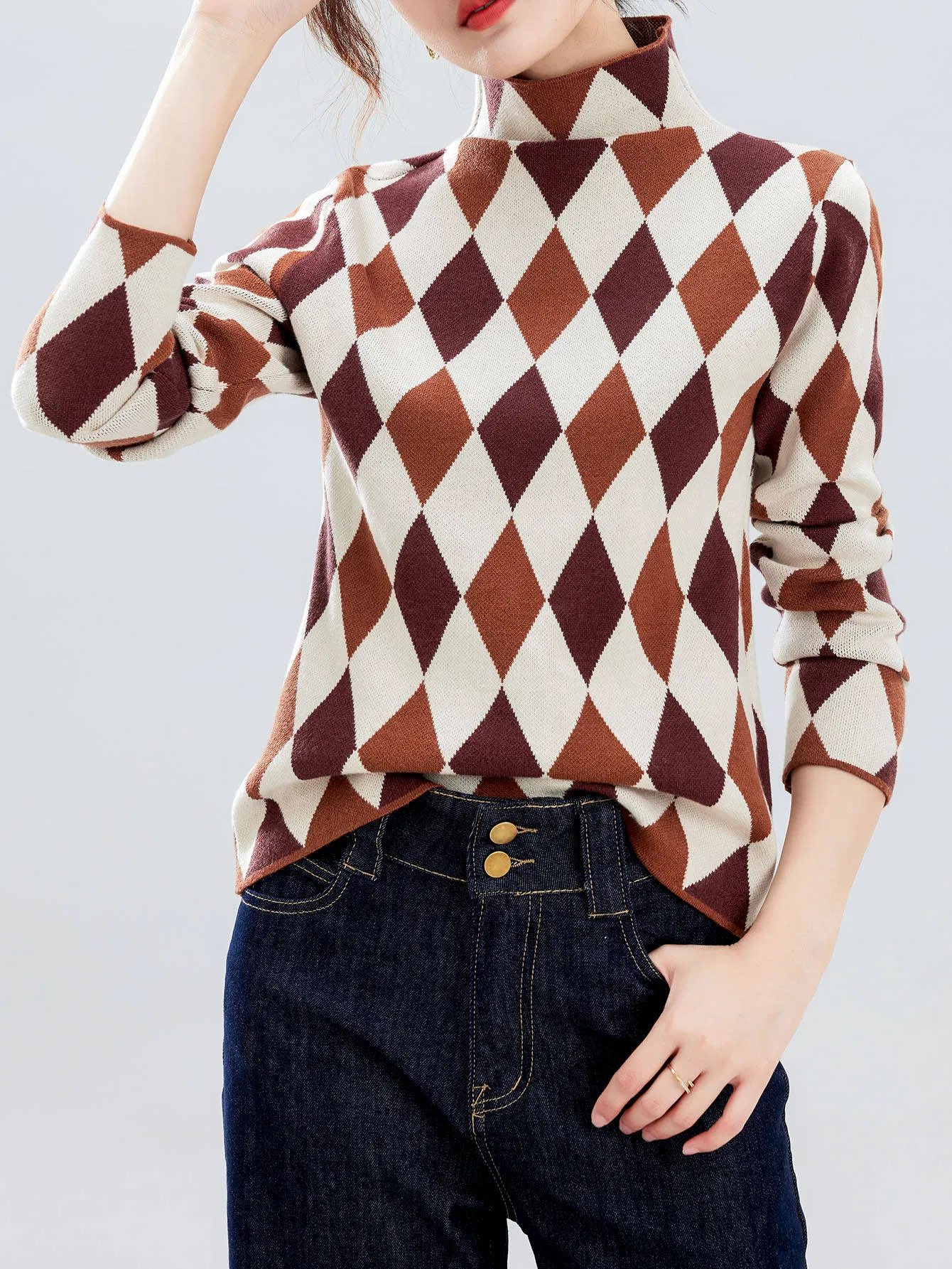 Suéter de Punto Suave Retro para el Estilo de Otoño e Invierno