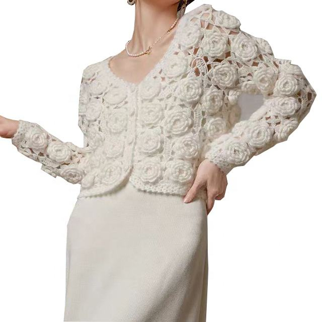 Industria Pesada, Suéter de punto Blanco, Abrigo Retro de Estilo Perezoso de Otoño e Invierno para Mujer, Cárdigan Superior