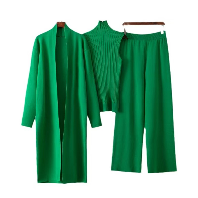 Ropa Personalizada para Mujer, Conjunto de Cárdigan de Pantalón de 3 Piezas para Mujer, Conjunto de Pantalón de Chaleco de Punto a la Moda Para Mujer, Cárdigan de Suéter para Mujer