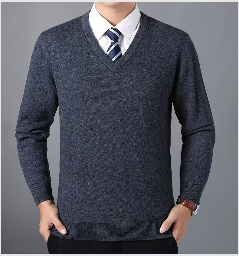 Jersey de Punto con Cuello en V Personalizado de Fábrica, Jersey liso al por mayor, Suéter de Punto para Hombre