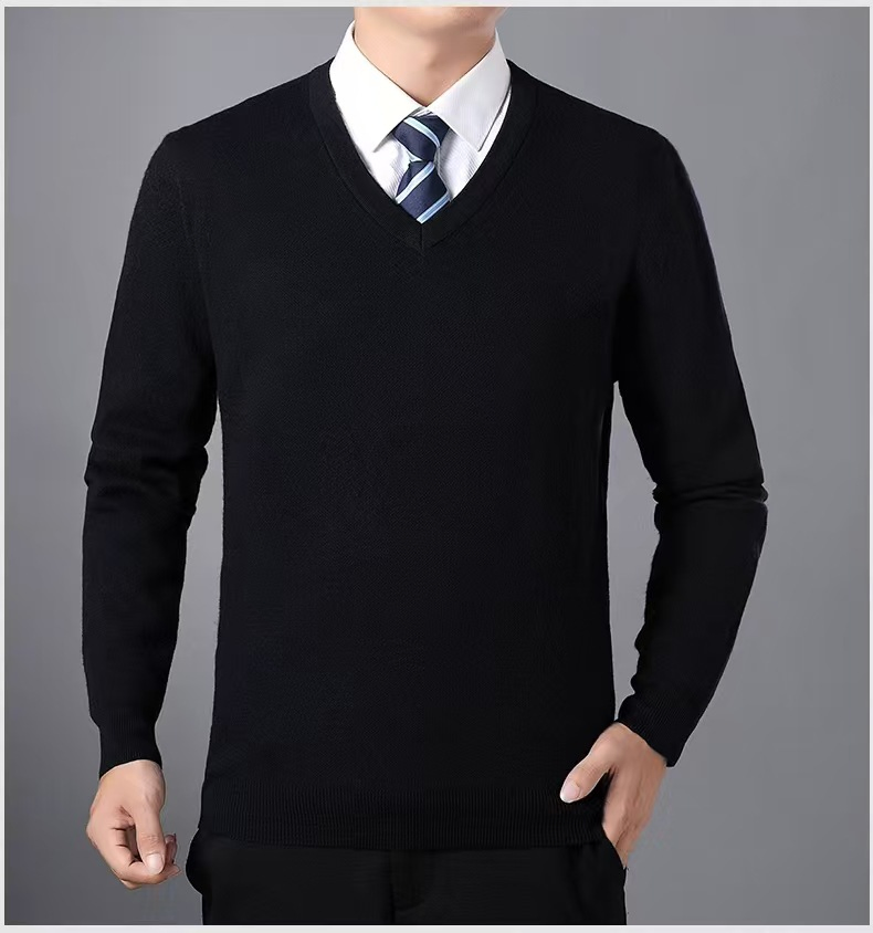 Jersey de Punto con Cuello en V Personalizado de Fábrica, Jersey liso al por mayor, Suéter de Punto para Hombre