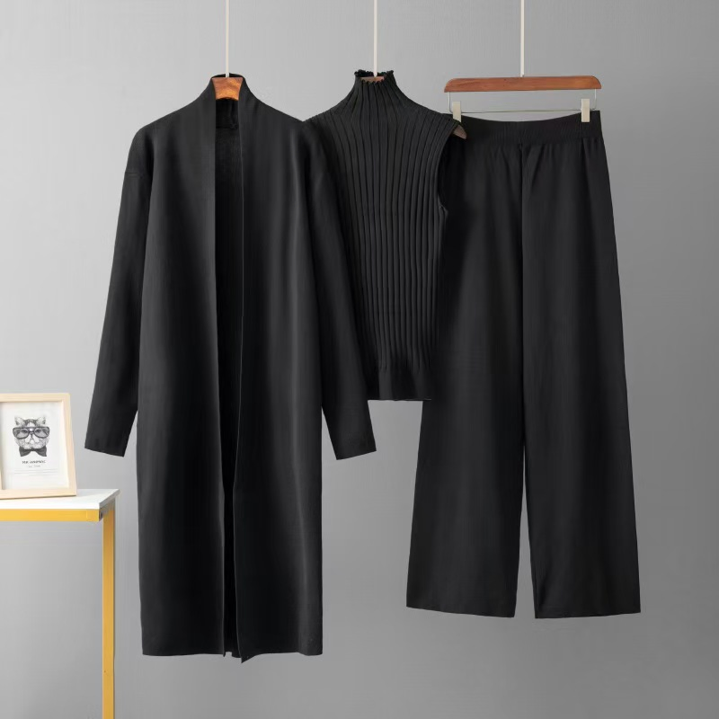 Ropa Personalizada para Mujer, Conjunto de Cárdigan de Pantalón de 3 Piezas para Mujer, Conjunto de Pantalón de Chaleco de Punto a la Moda Para Mujer, Cárdigan de Suéter para Mujer