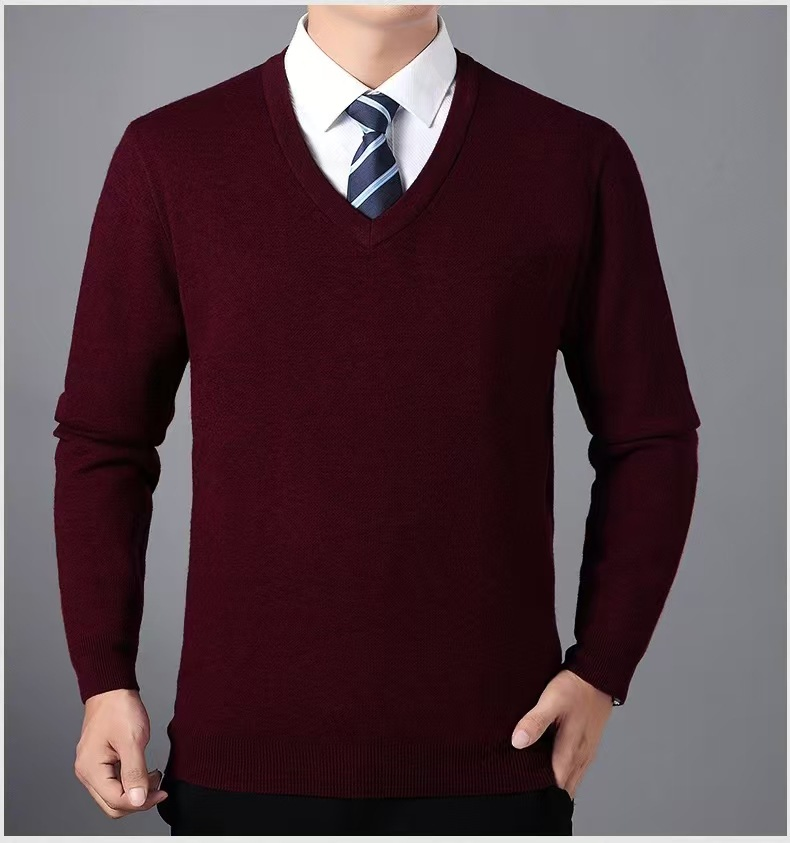 Jersey de Punto con Cuello en V Personalizado de Fábrica, Jersey liso al por mayor, Suéter de Punto para Hombre