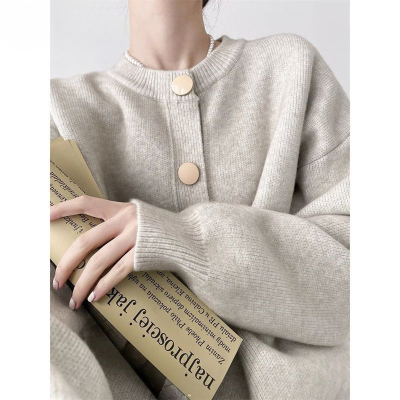 Cárdigan de Punto Personalizado para Mujer, Cárdigan de Punto de Estilo Corto para Primavera y Otoño, Cárdigan Informal con Botones y Cuello en V de Manga Larga para Mujer