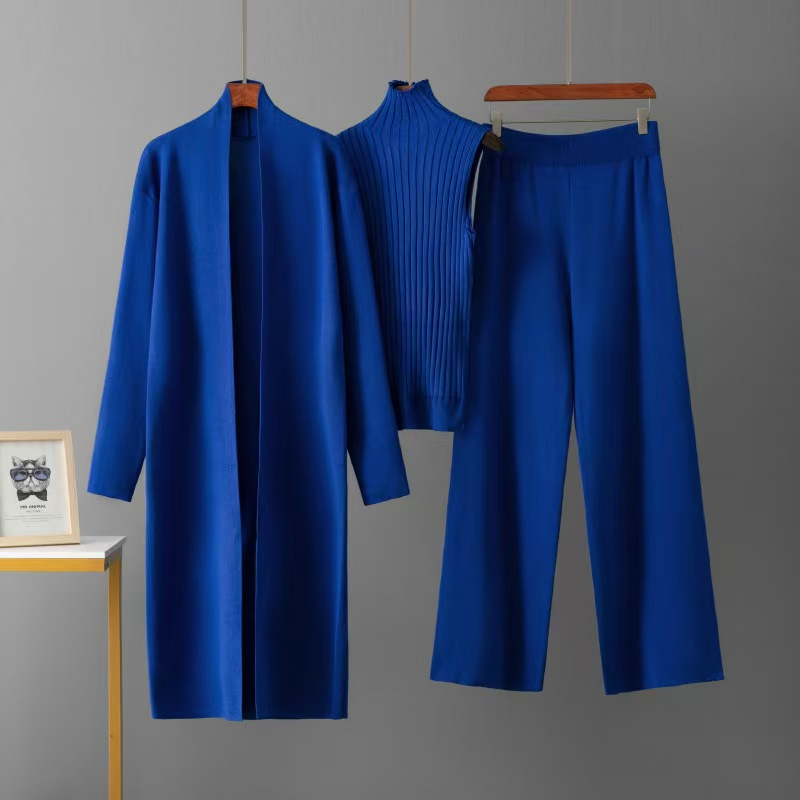 Ropa Personalizada para Mujer, Conjunto de Cárdigan de Pantalón de 3 Piezas para Mujer, Conjunto de Pantalón de Chaleco de Punto a la Moda Para Mujer, Cárdigan de Suéter para Mujer