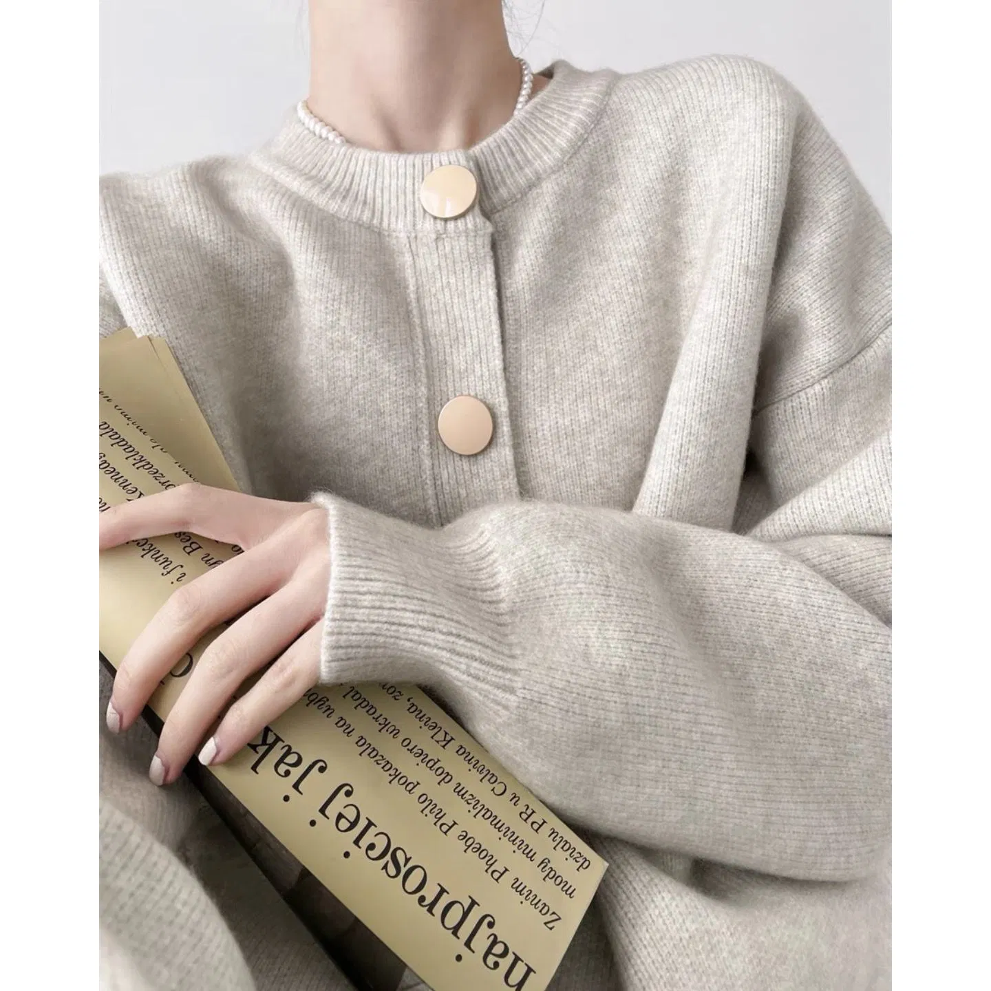 Cárdigan de Punto Personalizado para Mujer, Cárdigan de Punto de Estilo Corto para Primavera y Otoño, Cárdigan Informal con Botones y Cuello en V de Manga Larga para Mujer