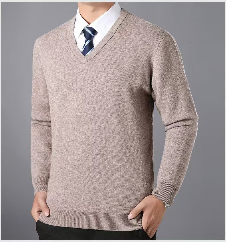 Jersey de Punto con Cuello en V Personalizado de Fábrica, Jersey liso al por mayor, Suéter de Punto para Hombre