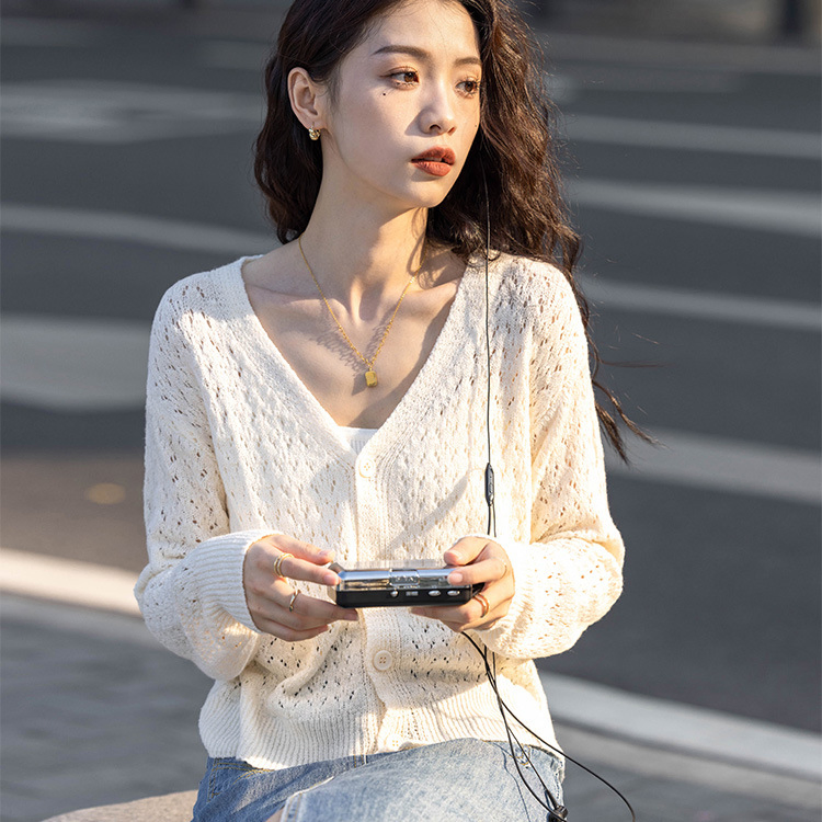 Cárdigan Hueco de Ganchillo de Mujer de Manga Larga de Moda Personalizada de Fabricantes de Prendas de punto