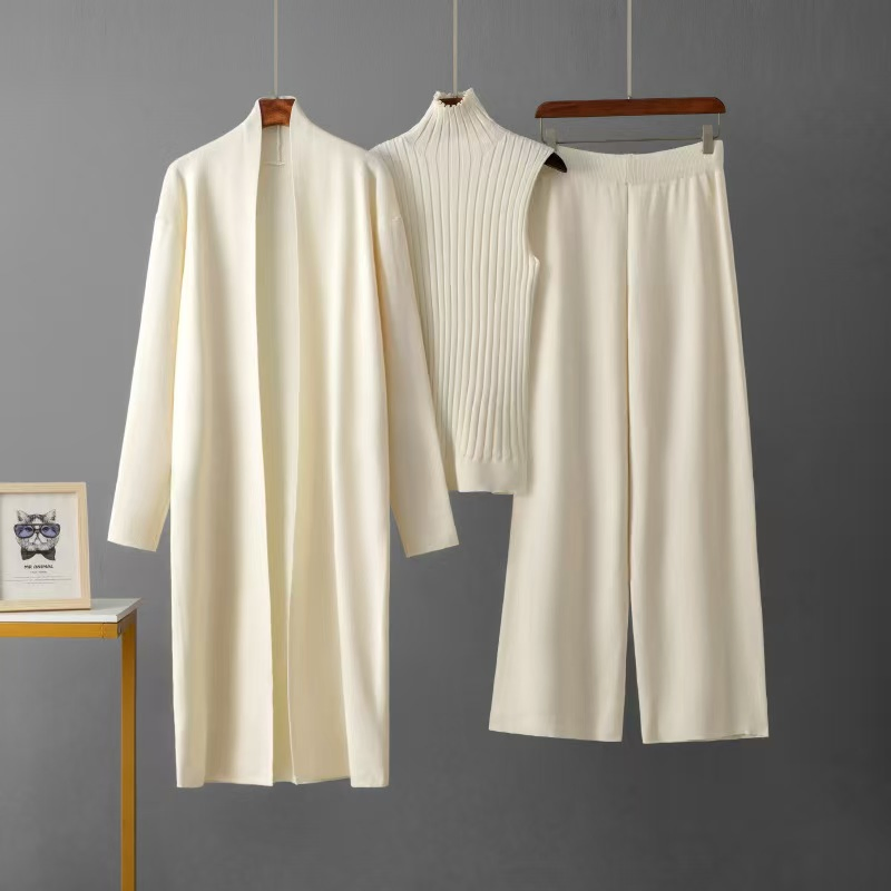 Ropa Personalizada para Mujer, Conjunto de Cárdigan de Pantalón de 3 Piezas para Mujer, Conjunto de Pantalón de Chaleco de Punto a la Moda Para Mujer, Cárdigan de Suéter para Mujer