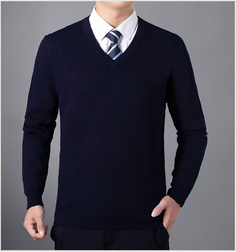 Jersey de Punto con Cuello en V Personalizado de Fábrica, Jersey liso al por mayor, Suéter de Punto para Hombre