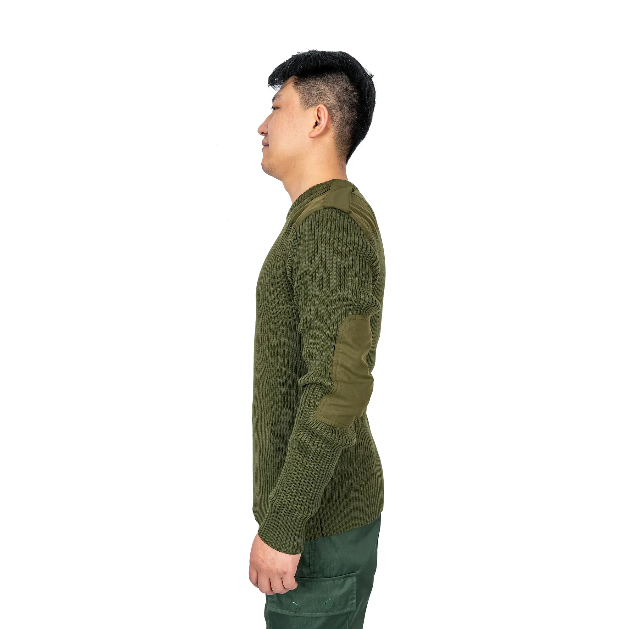 Suéter de Invierno de Poliéster Verde Sweather Suéter de Cuello Redondo de Manga Larga