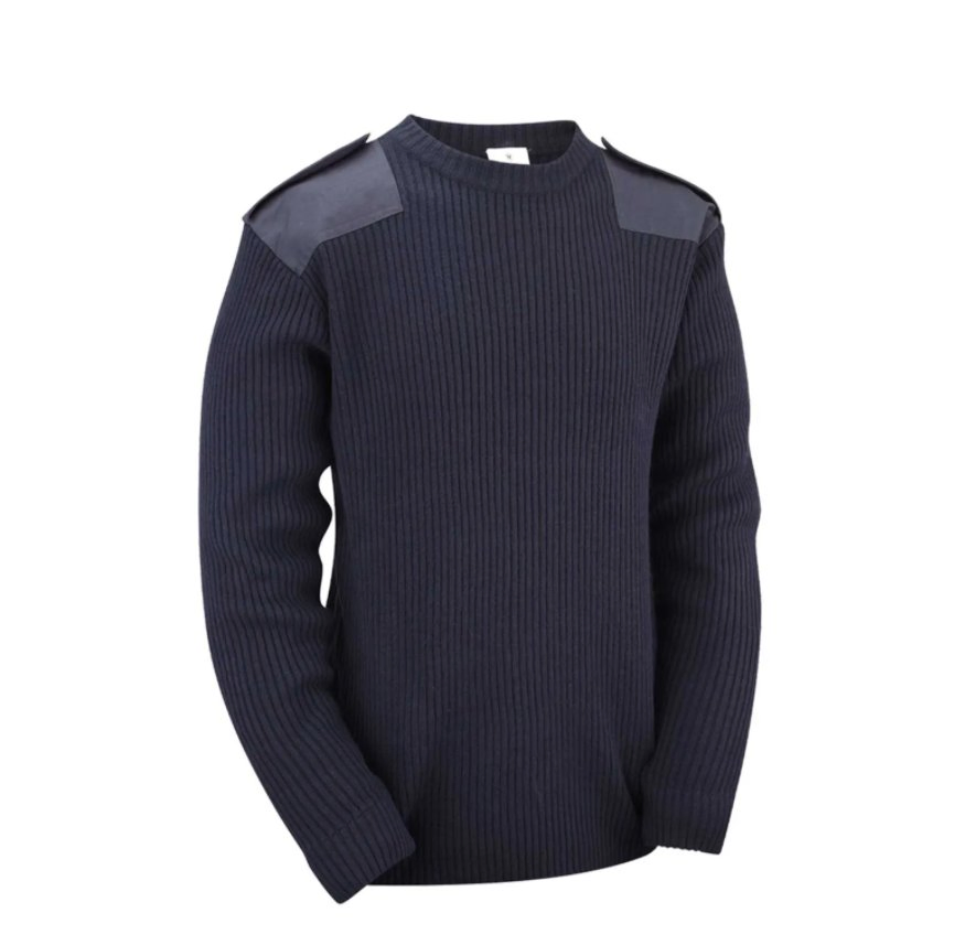 Jersey Jersey de Cuello Redondo Jersey Acanalado Resistente Jersey Azul Marino Real