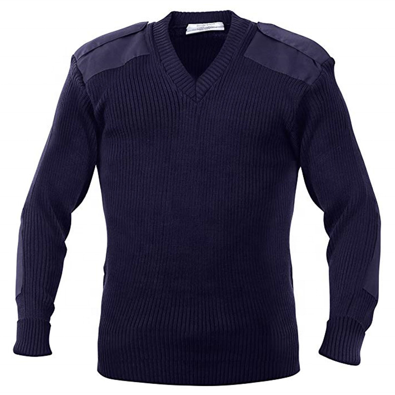 Suéter Azul Marino Jersey Camisa Superior Uniforme con Cuello en V